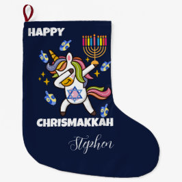 Happy Hanukkah ,funny  dabbing  unicorn Großer Weihnachtsstrumpf