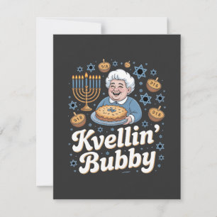 Happy Hanukkah Funny Jewish Holiday Kvellin Bubby Mitteilungskarte