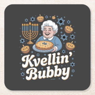 Happy Hanukkah Funny Jewish Holiday Kvellin Bubby Rechteckiger Pappuntersetzer