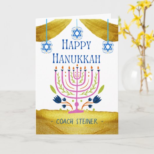 Happy Hanukkah für einen Coach Fügen Sie einen Nam Karte (Gelbe Blume)