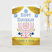 Happy Hanukkah für Großeltern Anpassen Karte (Gelbe Blume)