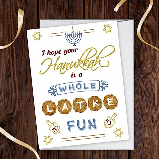Happy Hanukkah ganz Latke Fun Gewohnt Karte