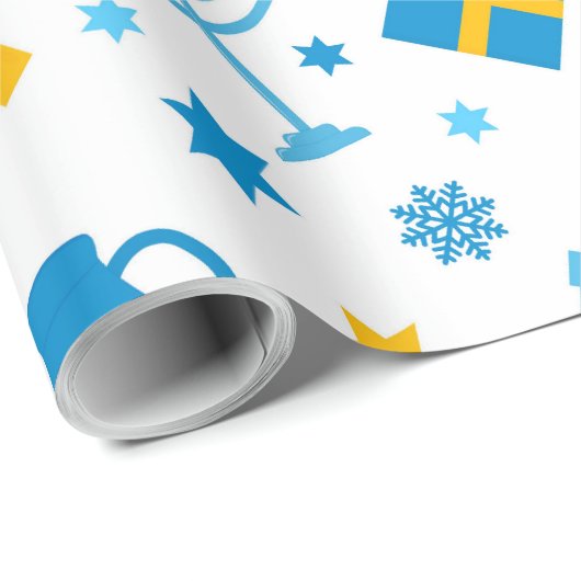 Happy Hanukkah Gemustert Geschenkpapier (Rolleneckpunkt)