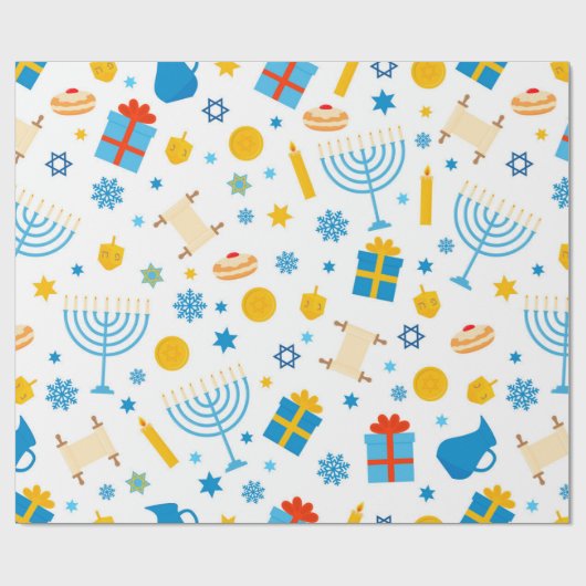 Happy Hanukkah Gemustert Geschenkpapier (Flach)