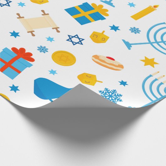 Happy Hanukkah Gemustert Geschenkpapier (Ecke)