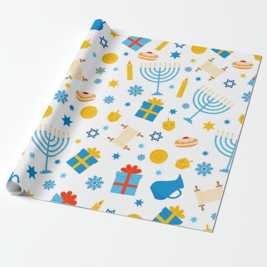 Happy Hanukkah Gemustert Geschenkpapier (Ungerollt)