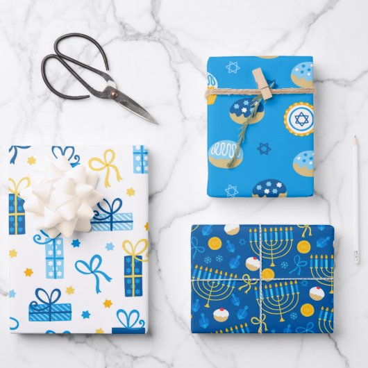 Happy Hanukkah Geschenkpapier Set (Vorderseite)