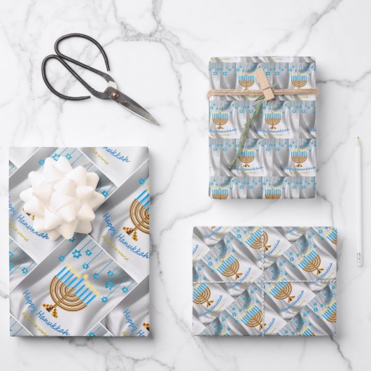 Happy Hanukkah Geschenkpapier Set (Vorderseite)