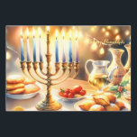 Happy Hanukkah Geschenkpapier Set<br><div class="desc">Hanukkah Aquarellbild. Ein wunderschön gestaltetes Set für eine festliche Feier mit einer traditionellen Menorah mit Kerzen. Das weiche,  warme Licht,  die Dekoration der Ferien verleiht dem Ganzen eine Touch Beifall. Warme Lichter schaffen eine gemütliche und einladende Atmosphäre.</div>