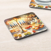 Happy Hanukkah Getränkeuntersetzer (Linke Seite)