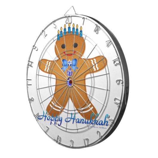 Happy Hanukkah Gingerbread Man Menorah Dartscheibe (Vorderseite rechts)