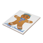 Happy Hanukkah Gingerbread Man Menorah Fliese (Seite)