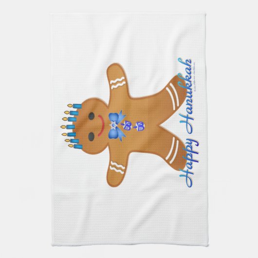 Happy Hanukkah Gingerbread Man Menorah Geschirrtuch (Vertikal)