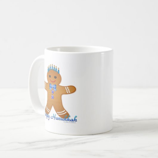 Happy Hanukkah Gingerbread Man Menorah Kaffeetasse (Vorderseite Links)