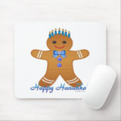 Happy Hanukkah Gingerbread Man Menorah Mousepad (Mit Mouse)