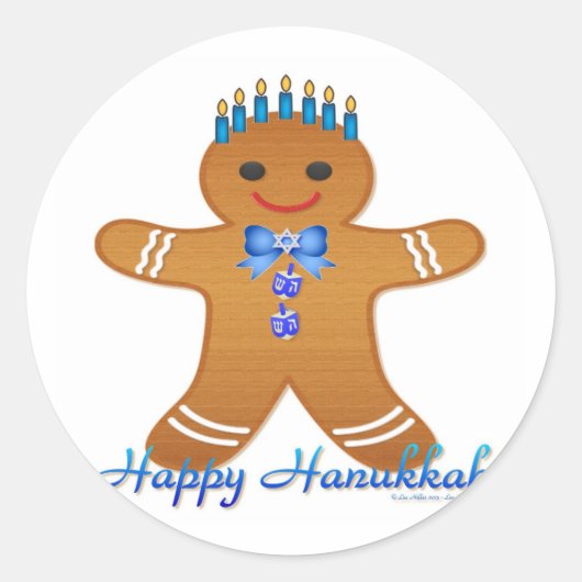 Happy Hanukkah Gingerbread Man Menorah Runder Aufkleber (Vorderseite)
