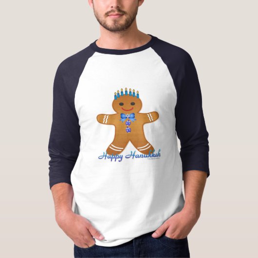 Happy Hanukkah Gingerbread Man Menorah T-Shirt (Vorderseite)