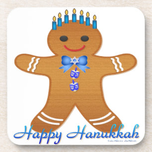 Happy Hanukkah Gingerbread Man Menorah Untersetzer
