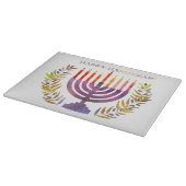 Happy Hanukkah Glas Cutting Board Schneidebrett (Ecke)
