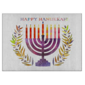 Happy Hanukkah Glas Cutting Board Schneidebrett (Vorderseite)