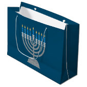 Happy Hanukkah Glitzer Große Geschenktüte (Vorderseite Schrägansicht)