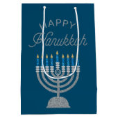 Happy Hanukkah Glitzer Mittlere Geschenktüte (Rückseite)