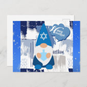 Happy Hanukkah Gnome Dreidel Niedlich Blue Postkarte (Vorne/Hinten)
