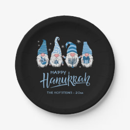 Happy Hanukkah Gnome Funny Family Menorah Dreidel Pappteller