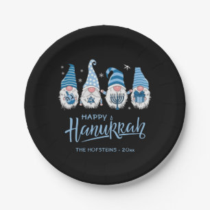 Happy Hanukkah Gnome Funny Family Menorah Dreidel Pappteller