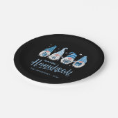 Happy Hanukkah Gnome Funny Family Menorah Dreidel Pappteller (Schrägansicht)