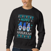 Happy Hanukkah Gnome Gnomies Menorah Pajama Ugly 4 Sweatshirt (Vorderseite)