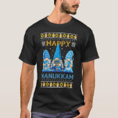 Happy Hanukkah Gnome Gnomies Menorah Pajama Ugly T-Shirt (Vorderseite)
