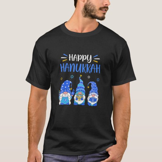 Happy Hanukkah Gnome Menorah Dreidel Christmas Xma T-Shirt (Vorderseite)