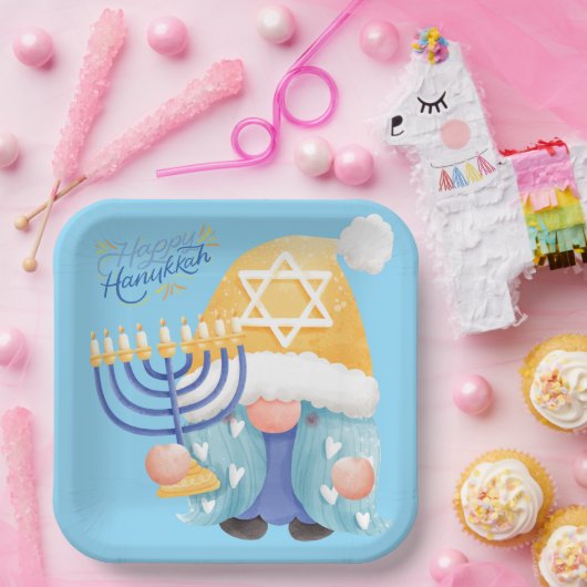 Happy hanukkah gnome pappteller (Party)