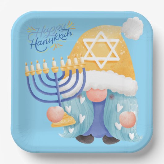 Happy hanukkah gnome pappteller (Vorderseite)