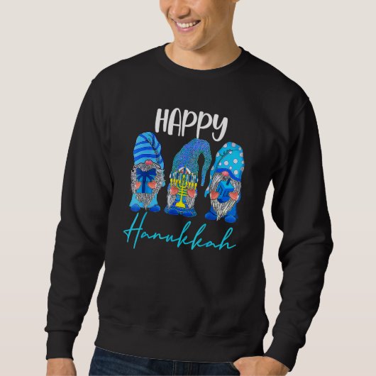 Happy Hanukkah Gnomes Menorah Dreidel Jewish Holid Sweatshirt (Vorderseite)