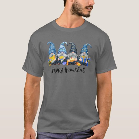 Happy Hanukkah Gnomes Menorah Dreidel Niedlich Gno T-Shirt (Vorderseite)