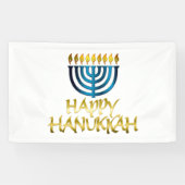 Happy Hanukkah Gold Aquamarin Menorah Banner (Horizontal)