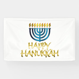 Happy Hanukkah Gold Aquamarin Menorah Banner