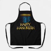 Happy Hanukkah Gold Aquamarin Menorah Schürze (Vorderseite)