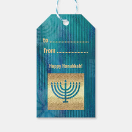 Happy Hanukkah. Gold Menorah Custom Geschenkanhänger