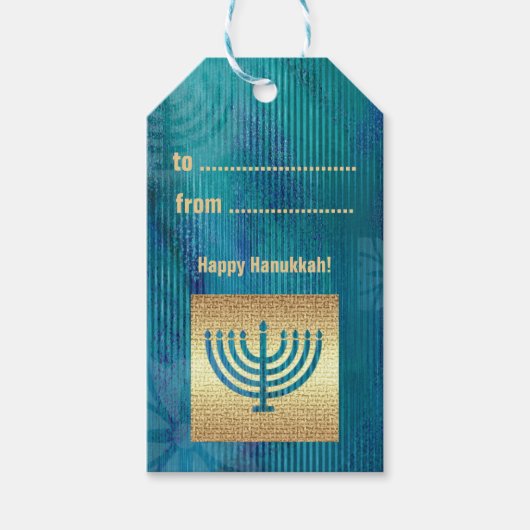Happy Hanukkah. Gold Menorah Custom Geschenkanhänger (Vorderseite)