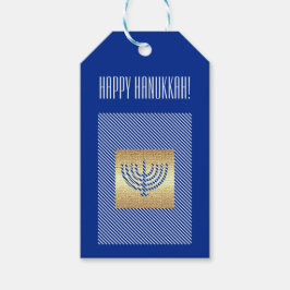 Happy Hanukkah. Gold Menorah Custom Geschenkanhänger