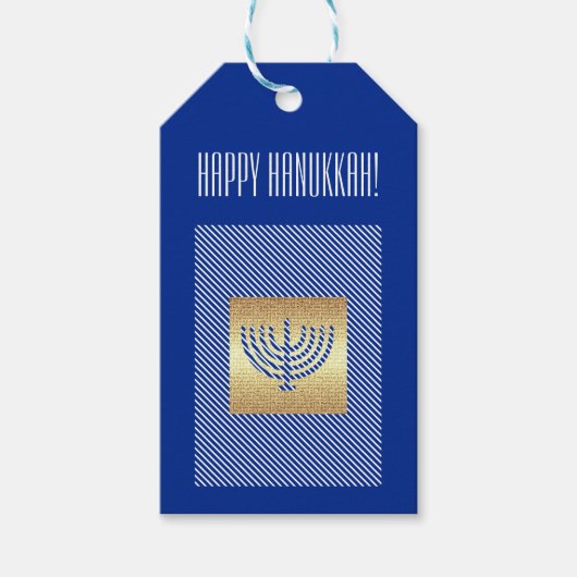 Happy Hanukkah. Gold Menorah Custom Geschenkanhänger (Vorderseite)