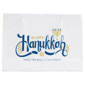"Happy Hanukkah" Gold Menorah Große Geschenktüte (Rückseite)