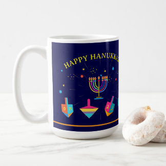 Happy Hanukkah Gold Menorah Jewish Holiday Kaffeetasse