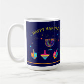 Happy Hanukkah Gold Menorah Jewish Holiday Kaffeetasse (Links)