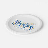 "Happy Hanukkah" Gold Menorah Pappteller (Schrägansicht)