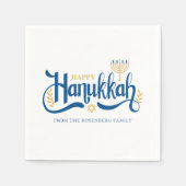 "Happy Hanukkah" Gold Menorah Serviette (Vorderseite)
