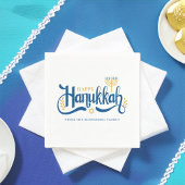 "Happy Hanukkah" Gold Menorah Serviette